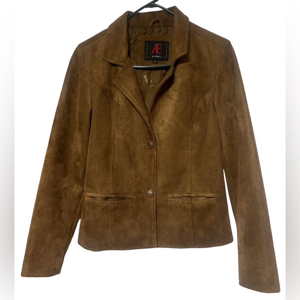 Emperor Armani Men’s Brown Faux Suede 2 Button Blazer/Jacket size M Pockets